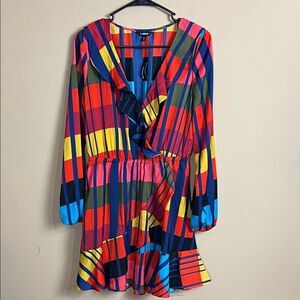 Express Multicolor Striped Long Sleeve Dress